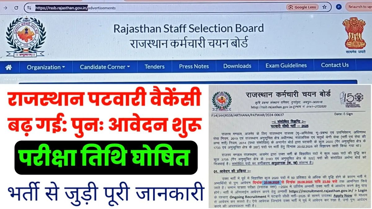 Rajasthan Patwari Vacancy 2025