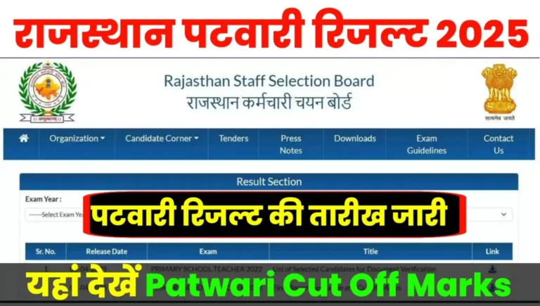 Rajasthan Patwari Result Date 2025