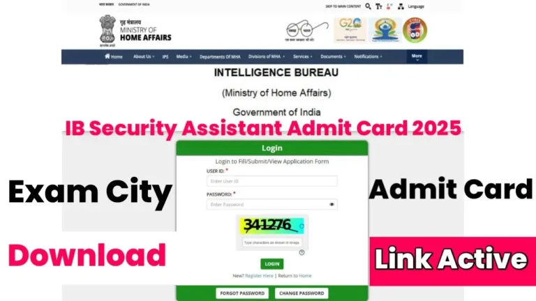 IB Security Assistant Admit Card 2025