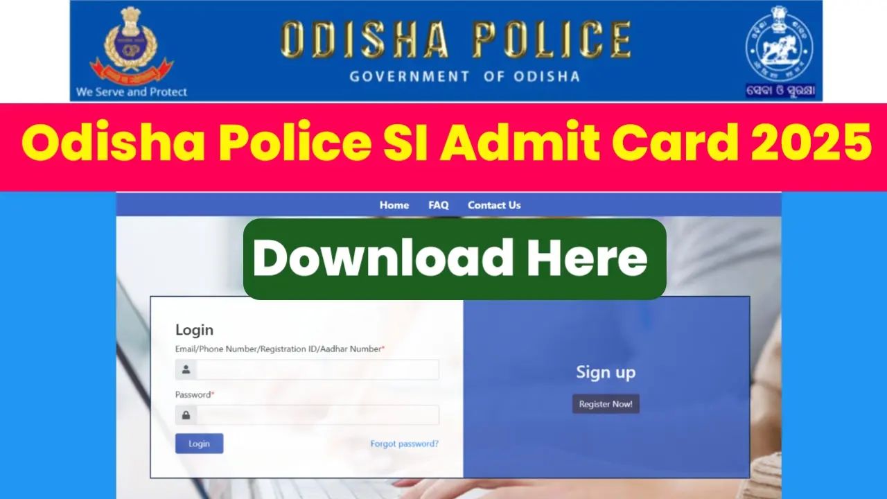 Odisha Police SI Admit Card 2025 Download