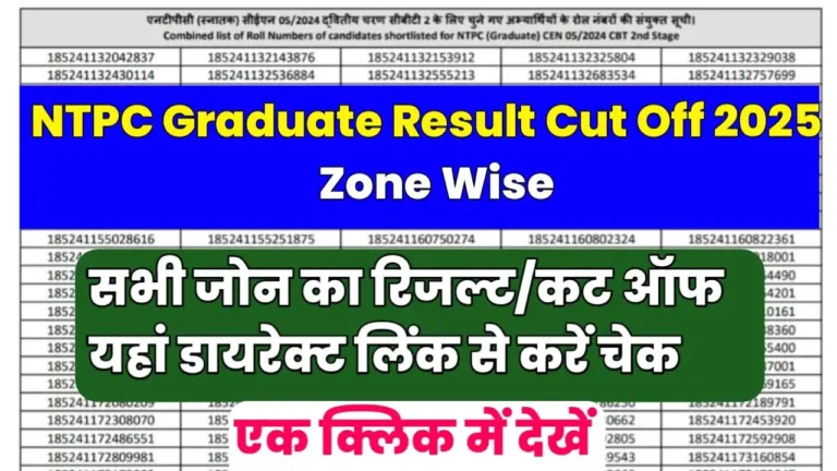 NTPC Graduate Zone Wise Result Cut Off 2025