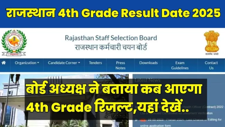 Rajasthan 4th Grade Result Date 2025