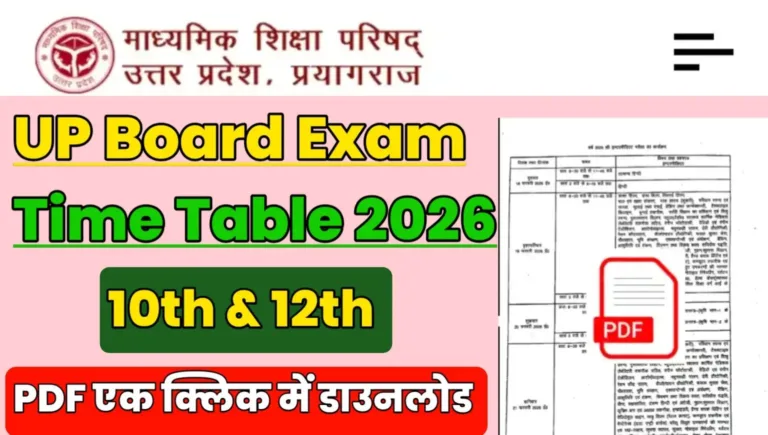 UP Board Exam Time Table 2026
